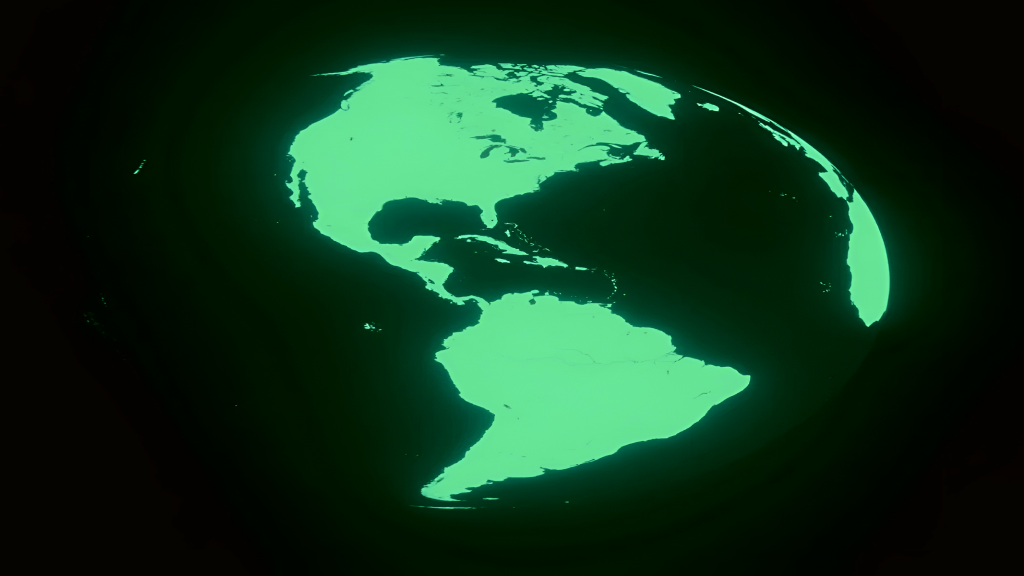 Green glowing globe representing global creator network